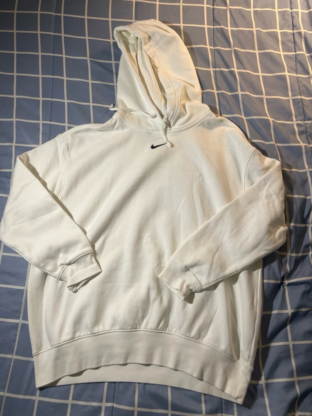 Nike Cream/White Men's Hooded Pullover with Black Swoosh